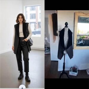 New Suede Draped Vest. Faux Fur Lined. Pockets. Medium/Large.